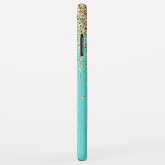 Coques Case-Mate iPhone Monogramme Aqua Blue Gold Parties scintillant Conf (Dos/Droite)