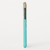 Coques Case-Mate iPhone Monogramme Aqua Blue Gold Parties scintillant Conf (Dos/Gauche)