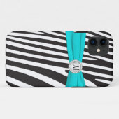 Coques Case-Mate iPhone Monogramme Aqua, Noir, Blanc Zèbre Striped iPhone (Dos (Horizontal))