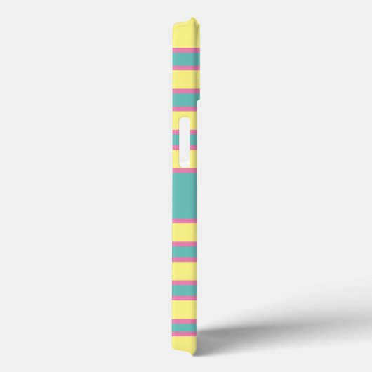 Coques Case-Mate iPhone Monogramme Aqua rose jaune Turquoise rayé (Verso / Droite)