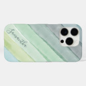 Coques Case-Mate iPhone Monogramme Aquarelle Bleu Vert (Verso (horizontal))