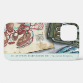 Coques Case-Mate iPhone Monogramme Aquarelle Chirurgien Médecin (Verso (horizontal))