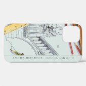 Coques Case-Mate iPhone Monogramme aquarelle d'ingénieur architecte (Verso (horizontal))