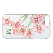 Coques Case-Mate iPhone Monogramme | Aquarelle Fleurs roses (Dos (Horizontal))