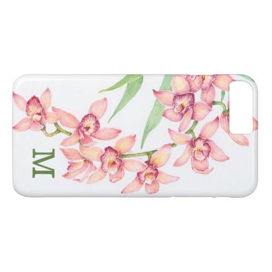 Coques Case-Mate iPhone Monogramme | Aquarelle Fleurs roses (Dos (Horizontal))