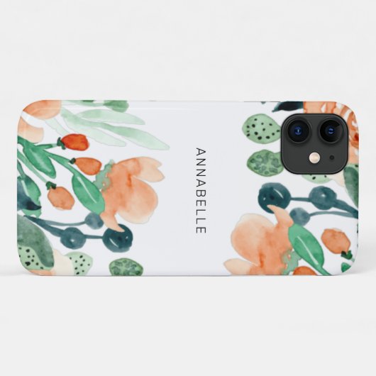 Coques Case-Mate iPhone Monogramme Aquarelle Florale Girly Elégant (Dos (Horizontal))