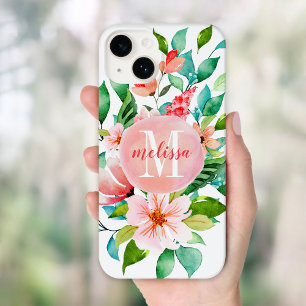 Coque Pour iPhone 14 Monogramme aquarelle florale paradisiaque