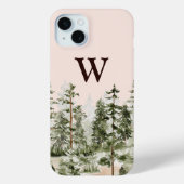 Coques Case-Mate iPhone Monogramme Aquarelle Forêt verte rustique (Verso)