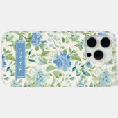 Coques Case-Mate iPhone Monogramme Aquarelle Hydrangea Bleue (Verso (horizontal))