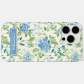 Coques Case-Mate iPhone Monogramme Aquarelle Hydrangea Bleue (Verso (horizontal))