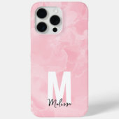 Coques Case-Mate iPhone Monogramme aquarelle marbre rose moderne chic (Verso)