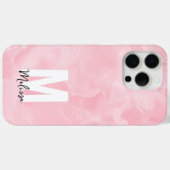 Coques Case-Mate iPhone Monogramme aquarelle marbre rose moderne chic (Verso (horizontal))