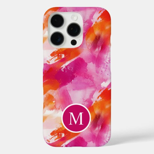 Coques Case-Mate iPhone Monogramme Aquarelle rose orange Abstrait (Verso)