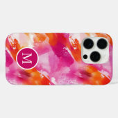 Coques Case-Mate iPhone Monogramme Aquarelle rose orange Abstrait (Verso (horizontal))