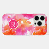 Coques Case-Mate iPhone Monogramme Aquarelle rose orange Abstrait (Verso (horizontal))