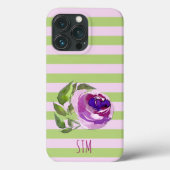 Coques Case-Mate iPhone Monogramme Aquarelle Rose Pastel Stripes Personnal (Verso)