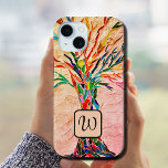 Coque Pour iPhone 15 Monogramme Arbre de Vie Mosaïque<br><div class="desc">Cette coque iphone est décorée d'un arbre de vie en mosaïque colorée sur un arrière - plan beige rustique. Facilement personnalisable avec votre monogramme. Fait un grand cadeau personnel. Mosaïque originale © Michele Davies.</div>