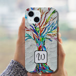 Coque Pour iPhone 15 Monogramme Arbre de Vie Mosaïque<br><div class="desc">Cette coque iphone est décorée d'un arbre de vie en mosaïque colorée. Facilement personnalisable avec votre monogramme. Fait un grand cadeau personnel. Mosaïque originale © Michele Davies.</div>
