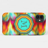 Coques Case-Mate iPhone Monogramme arc-en-ciel funky et vibrant (Dos (Horizontal))