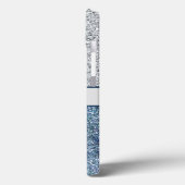 Coques Case-Mate iPhone Monogramme Argent Paillettes Bleues Tendance Chic (Verso / Gauche)