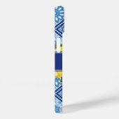 Coques Case-Mate iPhone Monogramme arrière en carreaux bleu citron (Verso / Droite)