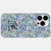 Coques Case-Mate iPhone Monogramme Arrière - plan en pierre optique hologr (Verso (horizontal))