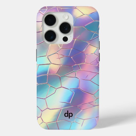 Coques Case-Mate iPhone Monogramme Arrière - plan Holographique Foil Motif (Verso)