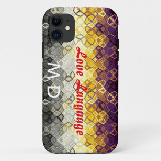 Coques Case-Mate iPhone Monogramme Art Nouveau Abstrait Fractal Black Fun (Dos)