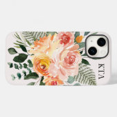 Coques Case-Mate iPhone Monogramme Automne Aquarelle Russe Rose Peach Flow (Verso (horizontal))