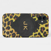 Coques Case-Mate iPhone Monogramme avec léopard Brown et jaune (Dos (Horizontal))