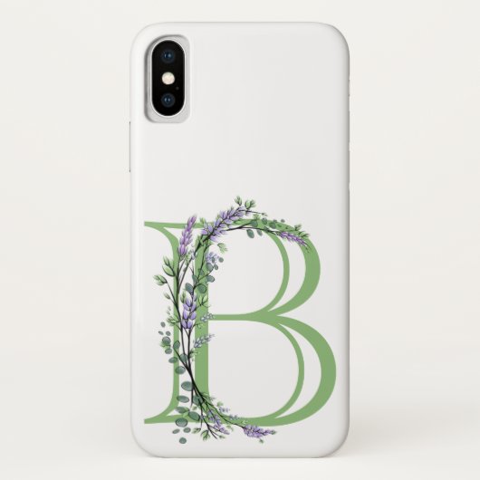 Coques Case-Mate iPhone Monogramme B Lavande Eucalyptus (Dos)