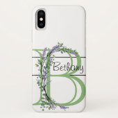 Coques Case-Mate iPhone Monogramme B Lavande Eucalyptus (Dos)
