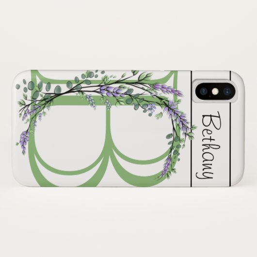 Coques Case-Mate iPhone Monogramme B Lavande Eucalyptus (Dos (Horizontal))