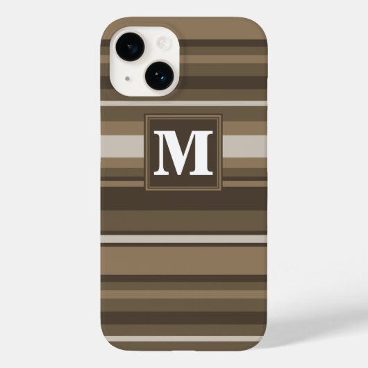 Coques Case-Mate iPhone Monogramme bandes Brown (Verso)
