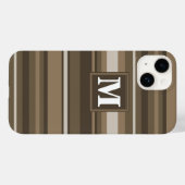 Coques Case-Mate iPhone Monogramme bandes Brown (Verso (horizontal))