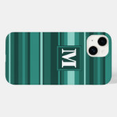 Coques Case-Mate iPhone Monogramme bandes turquoises (Verso (horizontal))