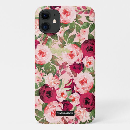 Coques Case-Mate iPhone Monogramme beau et élégant floral rose (Dos)