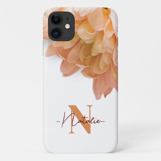 Coques Case-Mate iPhone Monogramme Belle florale blanche et beige pour fil (Dos)