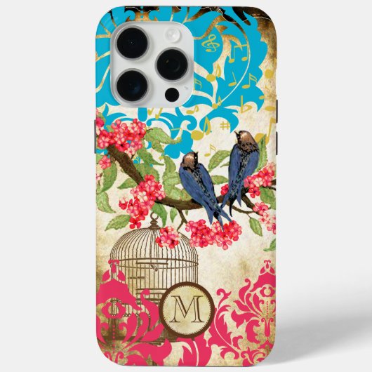 Coques Case-Mate iPhone Monogramme Birdcage Oiseau Damask (Verso)