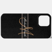 Coques Case-Mate iPhone Monogramme Black Burlap Linen Russe Jute (Verso (horizontal))