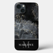Coques Case-Mate iPhone Monogramme Black Gold Parties scintillant Abstrait (Verso)