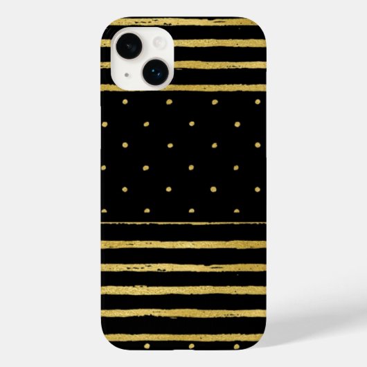Coques Case-Mate iPhone Monogramme Black Gold pointes rayées -Mate iPhone  (Verso)