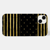Coques Case-Mate iPhone Monogramme Black Gold pointes rayées -Mate iPhone  (Verso (horizontal))