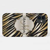 Coques Case-Mate iPhone Monogramme Black Gold Zebra Motif d'impression (Dos (Horizontal))
