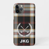 Coques Case-Mate iPhone Monogramme Black Plaid Golf Clubs Laurel Wreath (Dos)