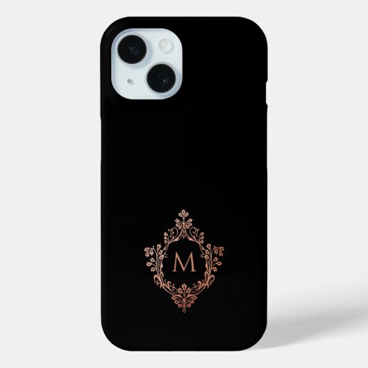 Coques Case-Mate iPhone Monogramme Black Rose Elegant Rose Gold Crest (Verso)