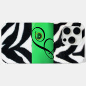 COQUES Case-Mate iPhone MONOGRAMME BLACK WHITE ZEBRA FUR EMERALD GREEN GEM (Verso (horizontal))