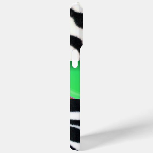 COQUES Case-Mate iPhone MONOGRAMME BLACK WHITE ZEBRA FUR EMERALD GREEN GEM (Verso / Droite)
