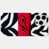 COQUES Case-Mate iPhone MONOGRAMME BLACK WHITE ZEBRA FUR RED GEM, (Verso (horizontal))