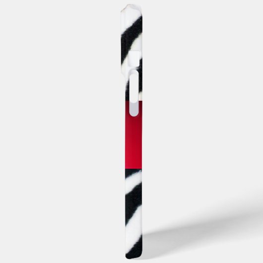 COQUES Case-Mate iPhone MONOGRAMME BLACK WHITE ZEBRA FUR RED GEM, (Verso / Gauche)